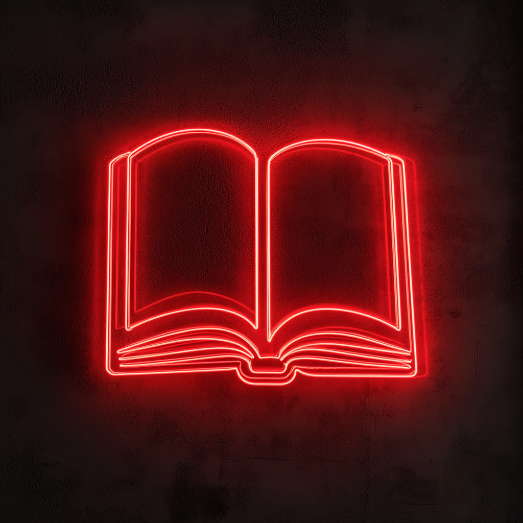 Open Book - Red Neon Sign, 24 Inches