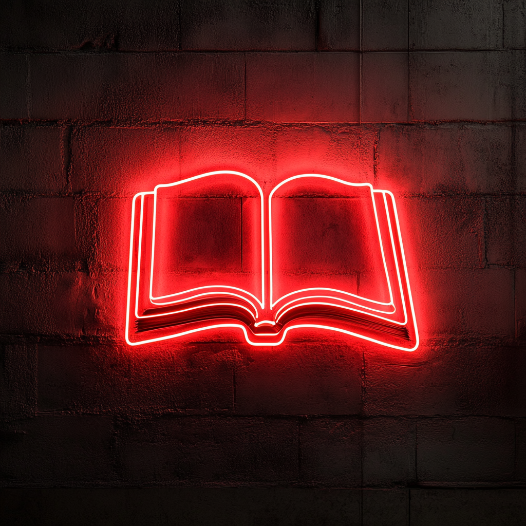 Open Book - Red Neon Sign, 18 Inches