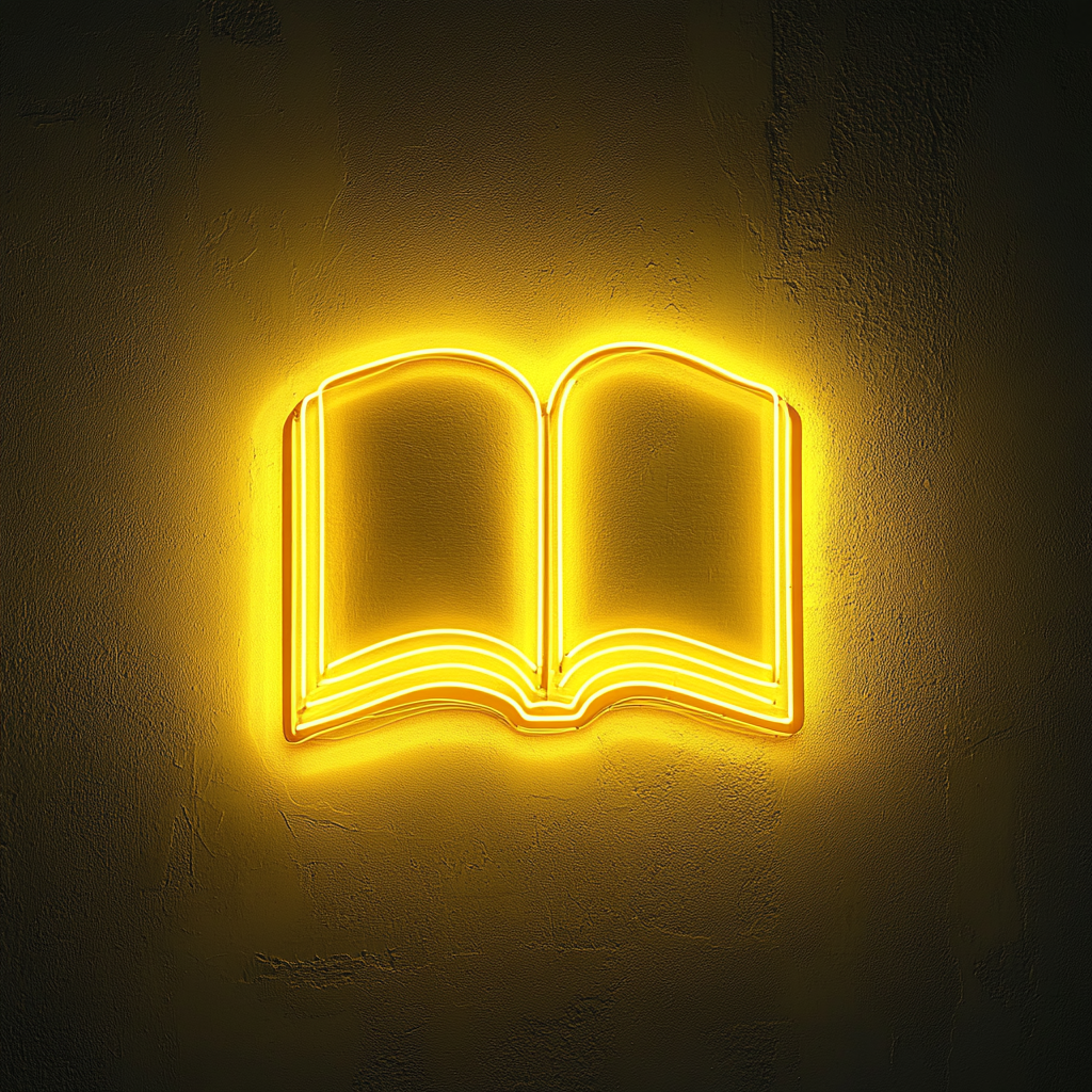 Open Book - Yellow Neon Sign, 18 Inches
