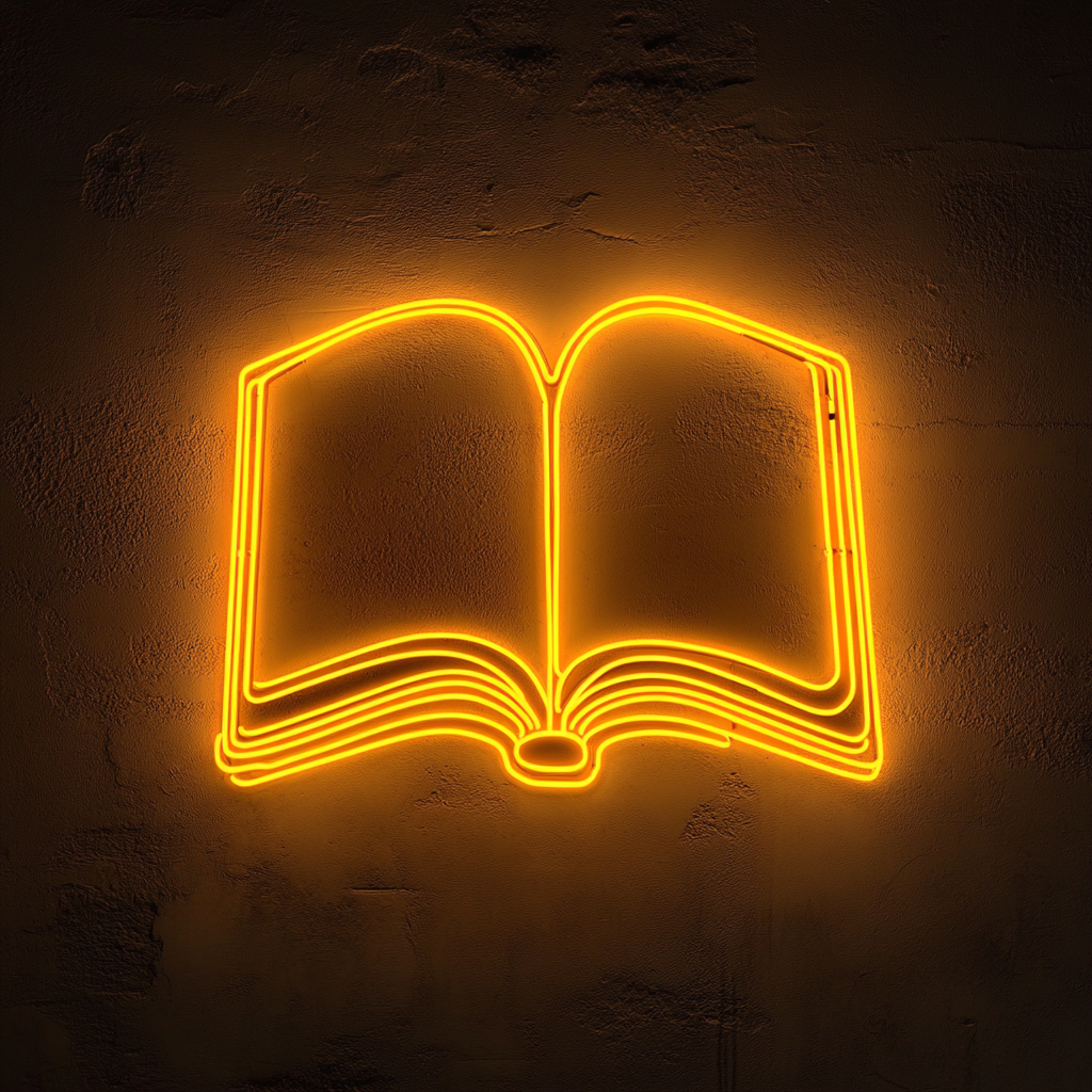 Open Book - Yellow Neon Sign, 24 Inches