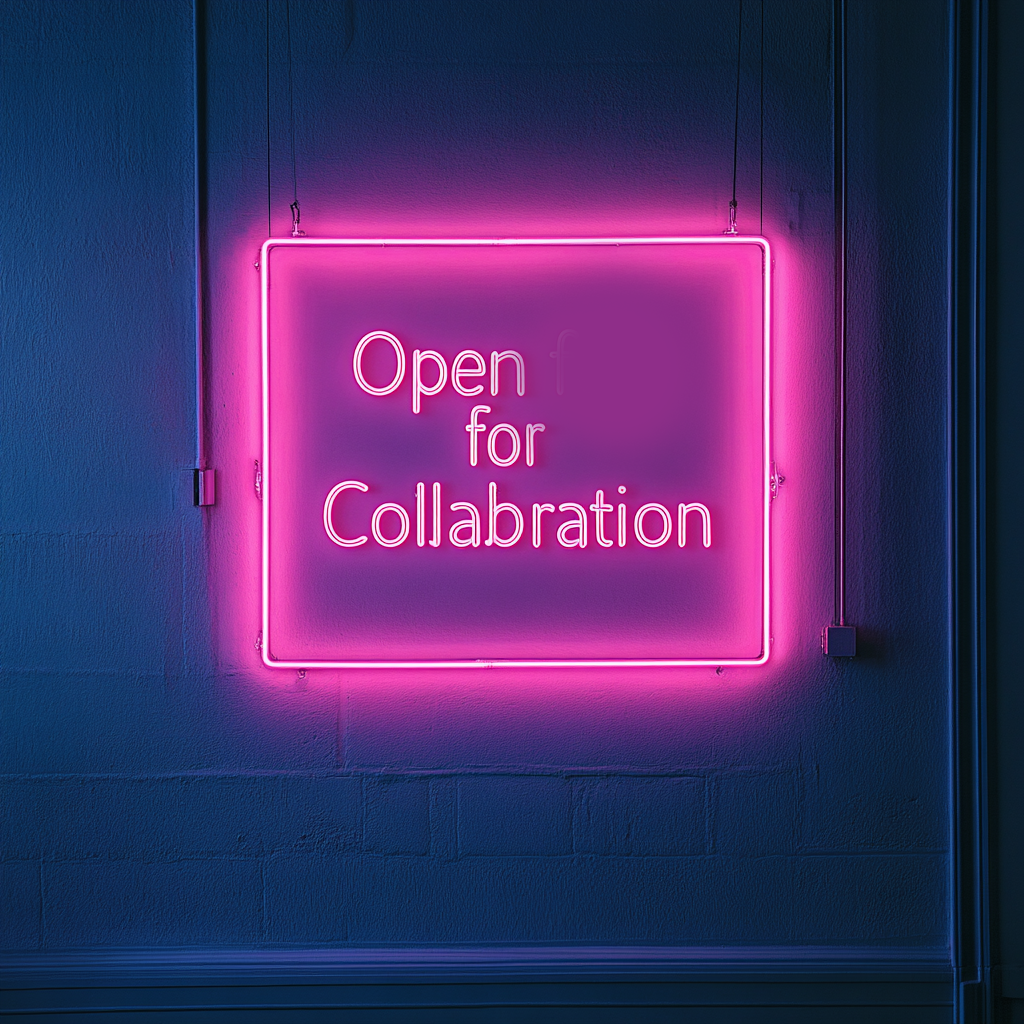 "Open for Collaboration" - Pink Neon Sign, 24 Inches