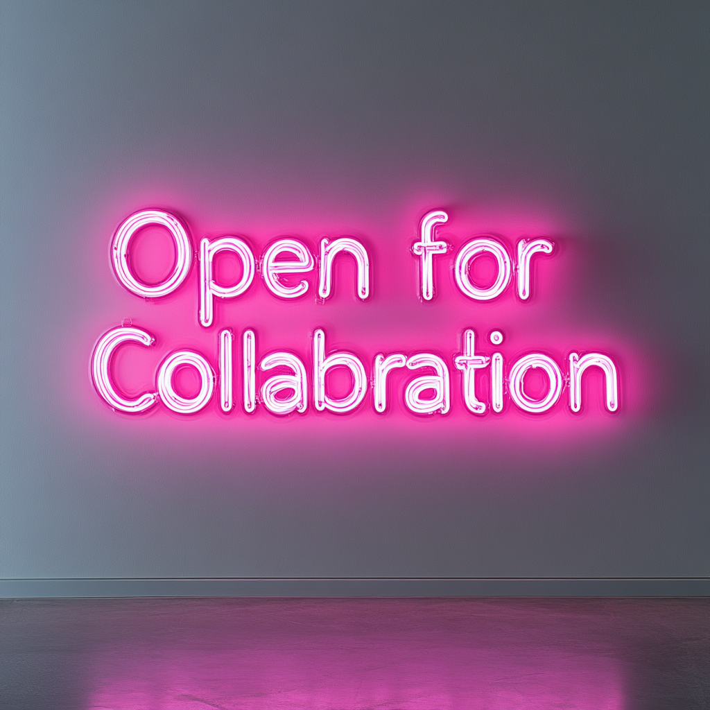 "Open for Collaboration" - Pink Neon Sign, 24 Inches