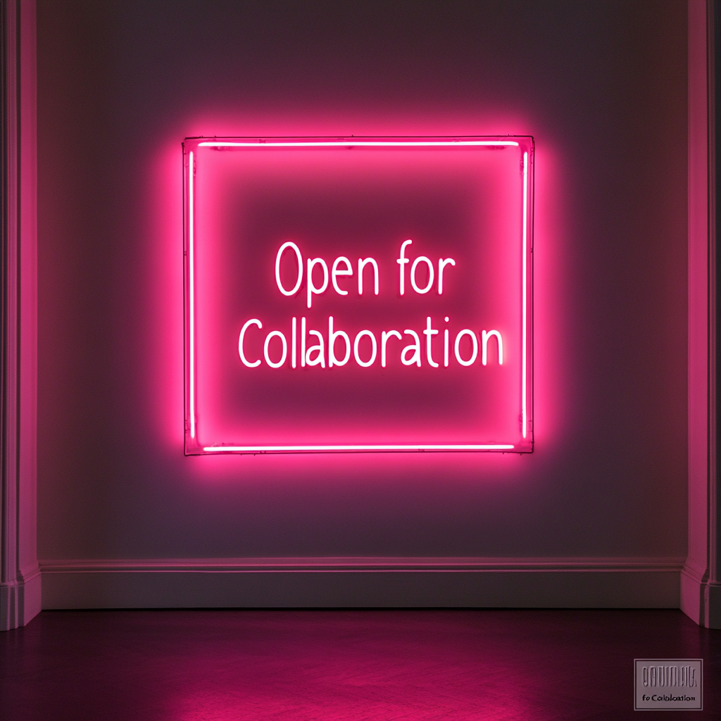 "Open for Collaboration" - Pink Neon Sign, 24 Inches
