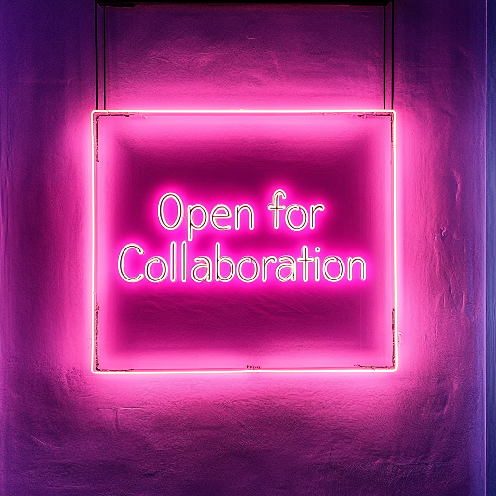 "Open for Collaboration" - Pink Neon Sign, 24 Inches