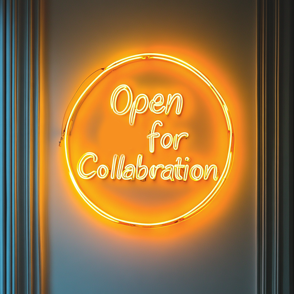 "Open for Collaboration" - Yellow Neon Sign, 24 Inches