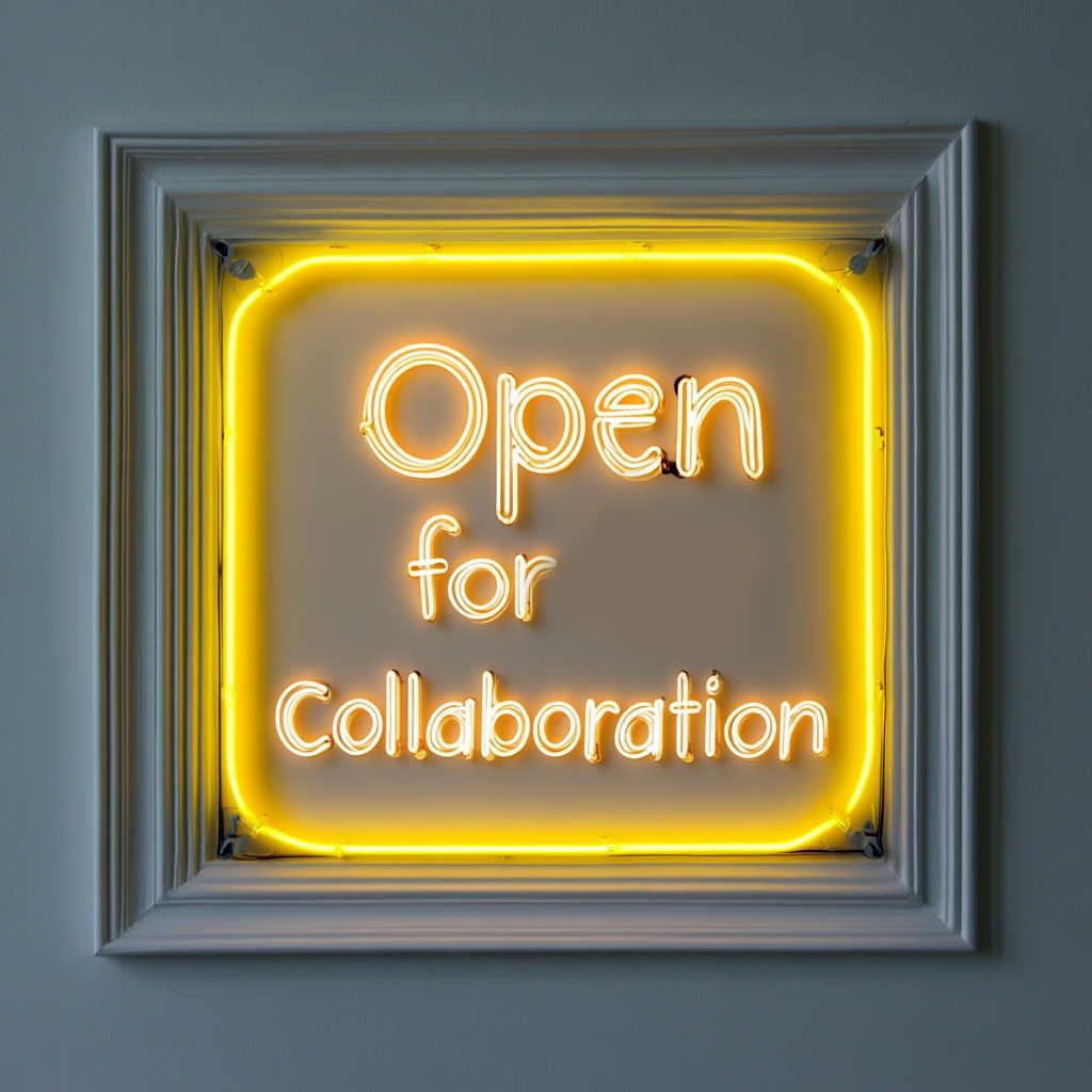 "Open for Collaboration" - Yellow Neon Sign, 24 Inches