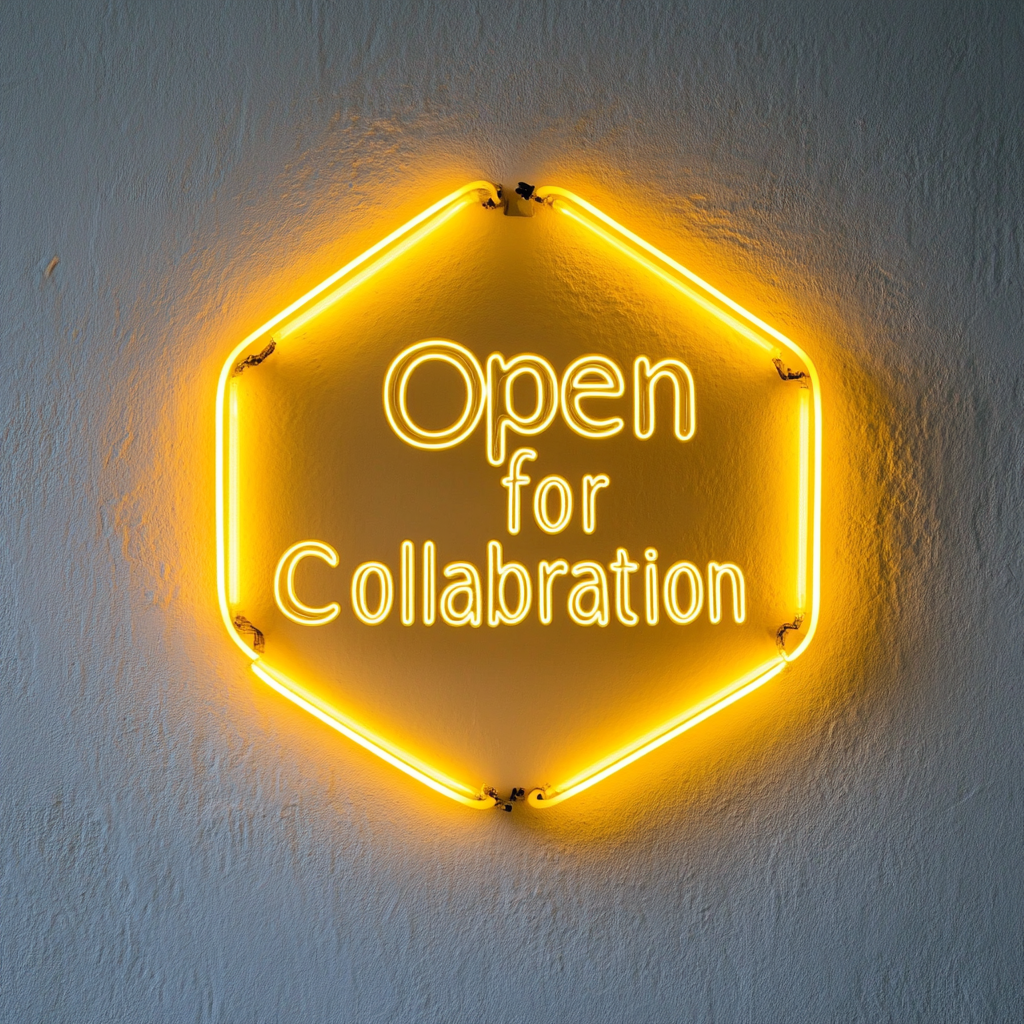 "Open for Collaboration" - Yellow Neon Sign, 24 Inches