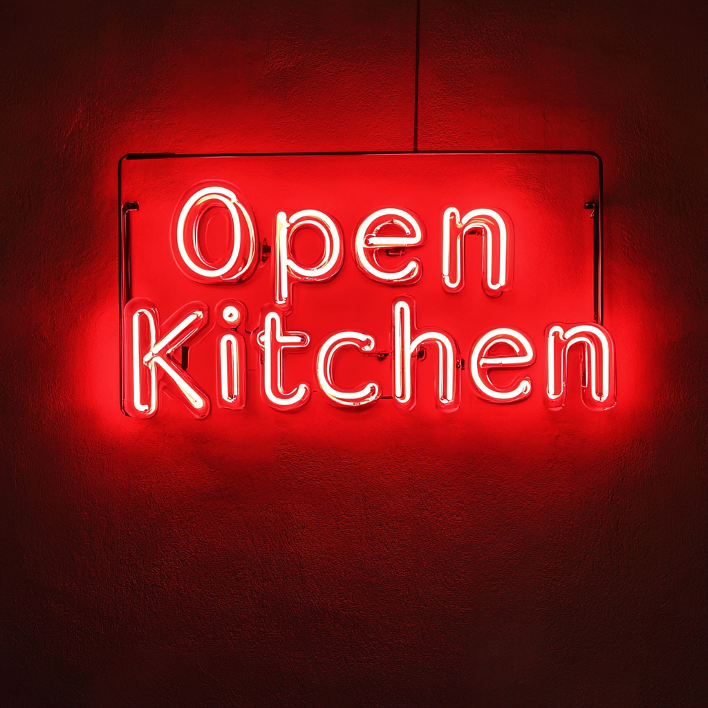 "Open Kitchen" - Red Neon Sign, 24 Inches