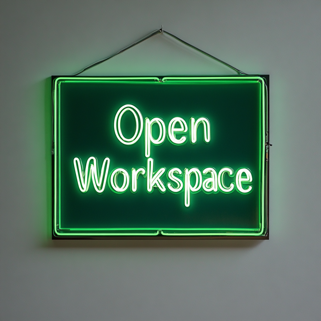 "Open Workspace" - Green Neon Sign, 24 Inches