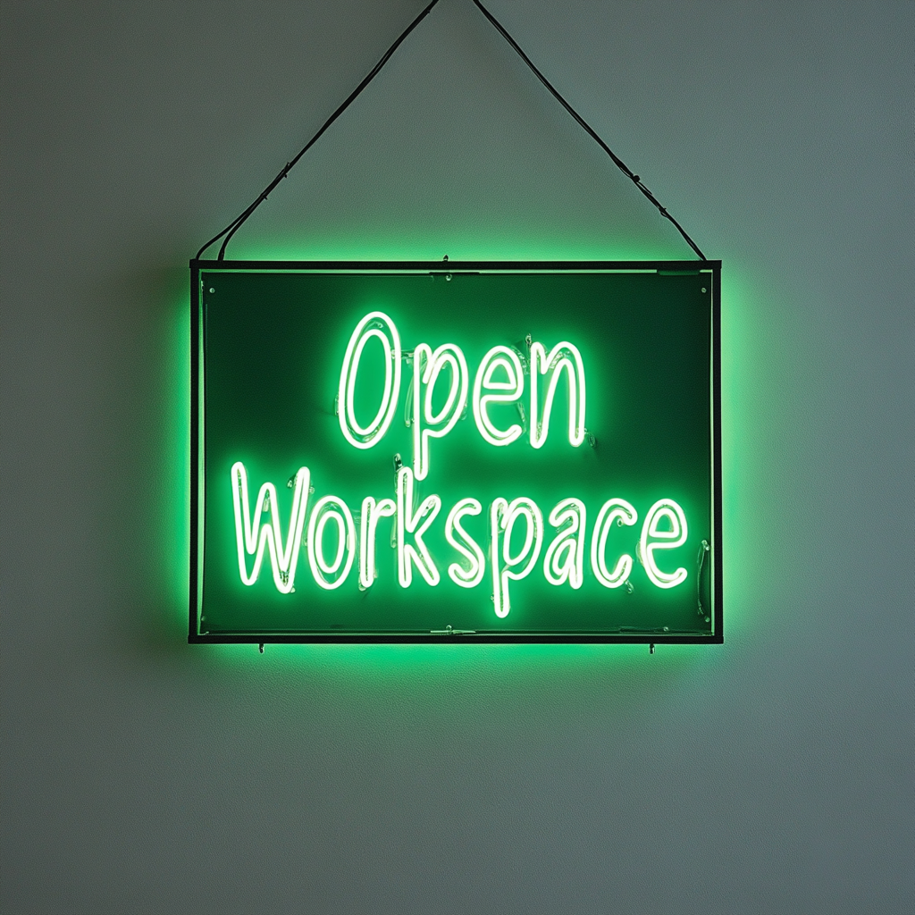 "Open Workspace" - Green Neon Sign, 24 Inches