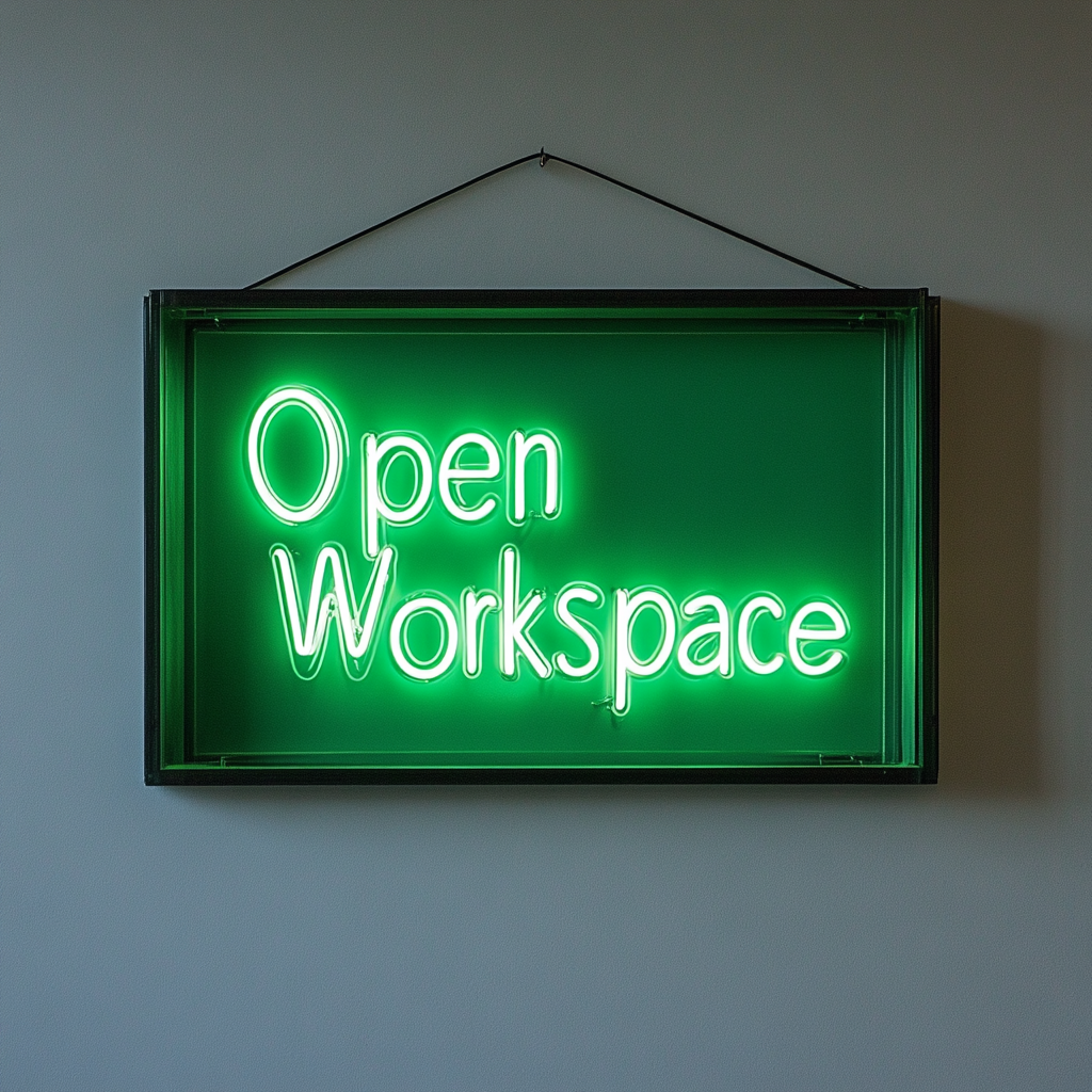 "Open Workspace" - Green Neon Sign, 24 Inches