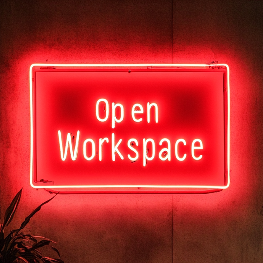 "Open Workspace" - Red Neon Sign, 24 Inches
