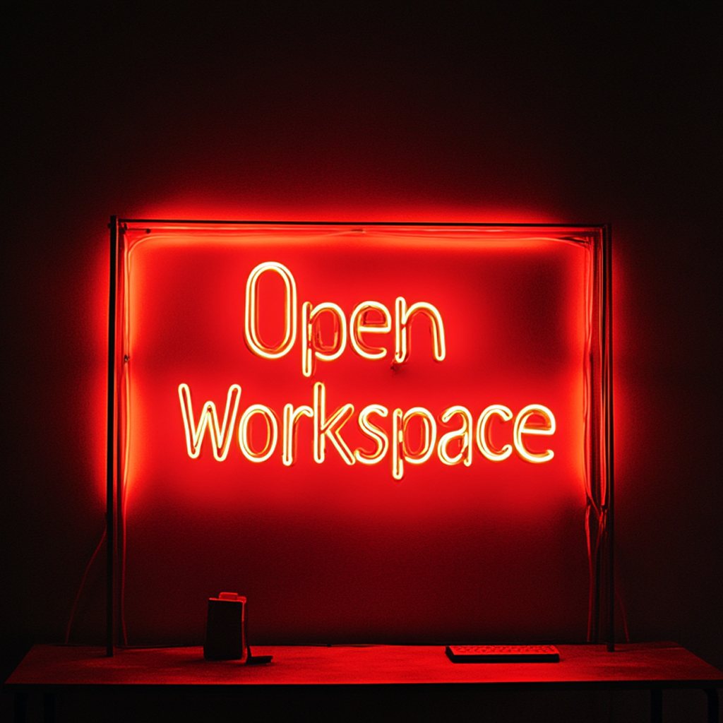 "Open Workspace" - Red Neon Sign, 24 Inches