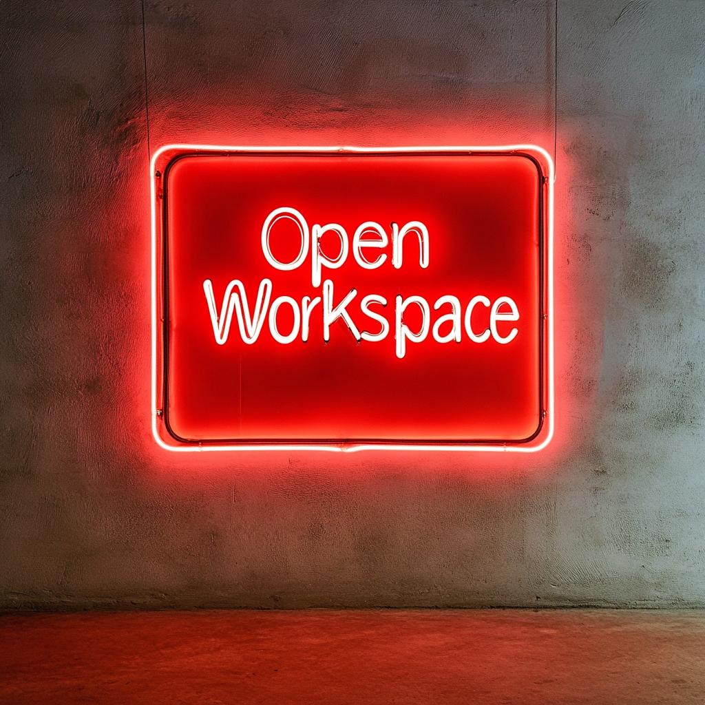 "Open Workspace" - Red Neon Sign, 24 Inches