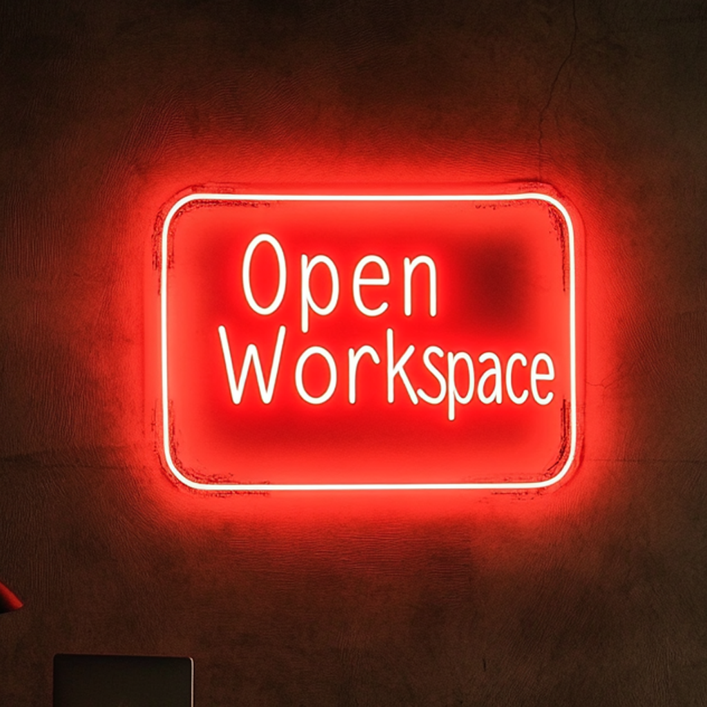 "Open Workspace" - Red Neon Sign, 24 Inches