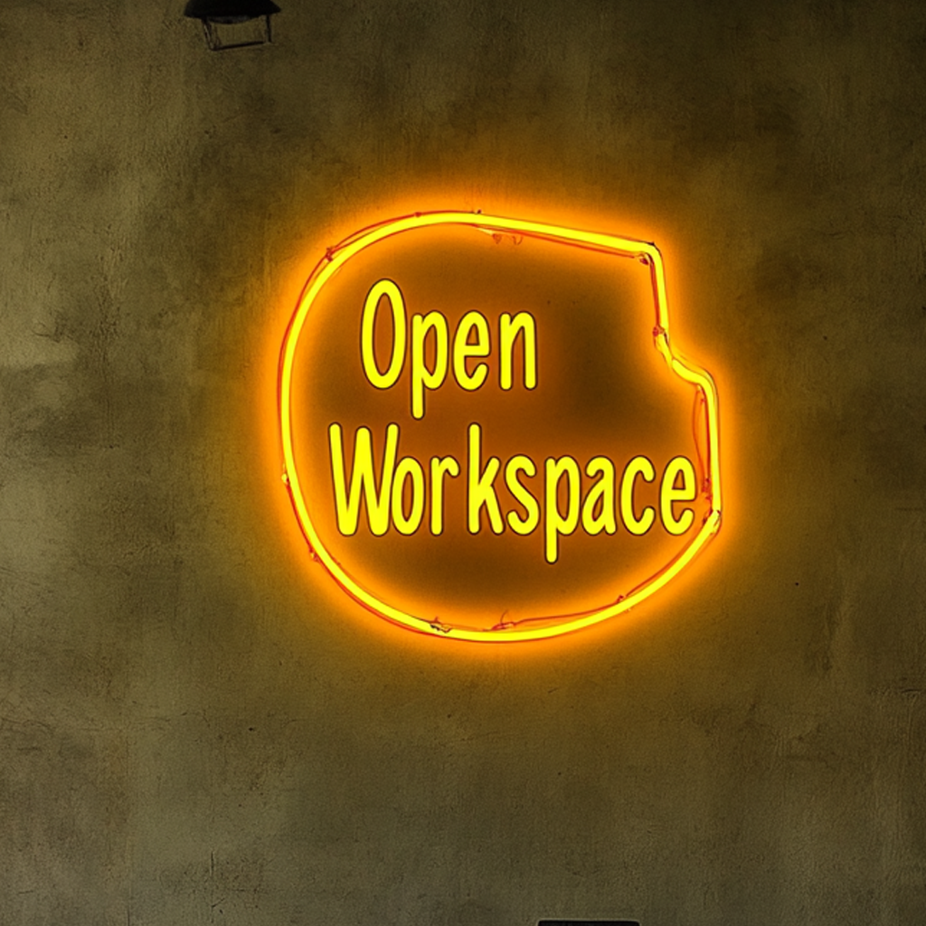 "Open Workspace" - Yellow Neon Sign, 24 Inches
