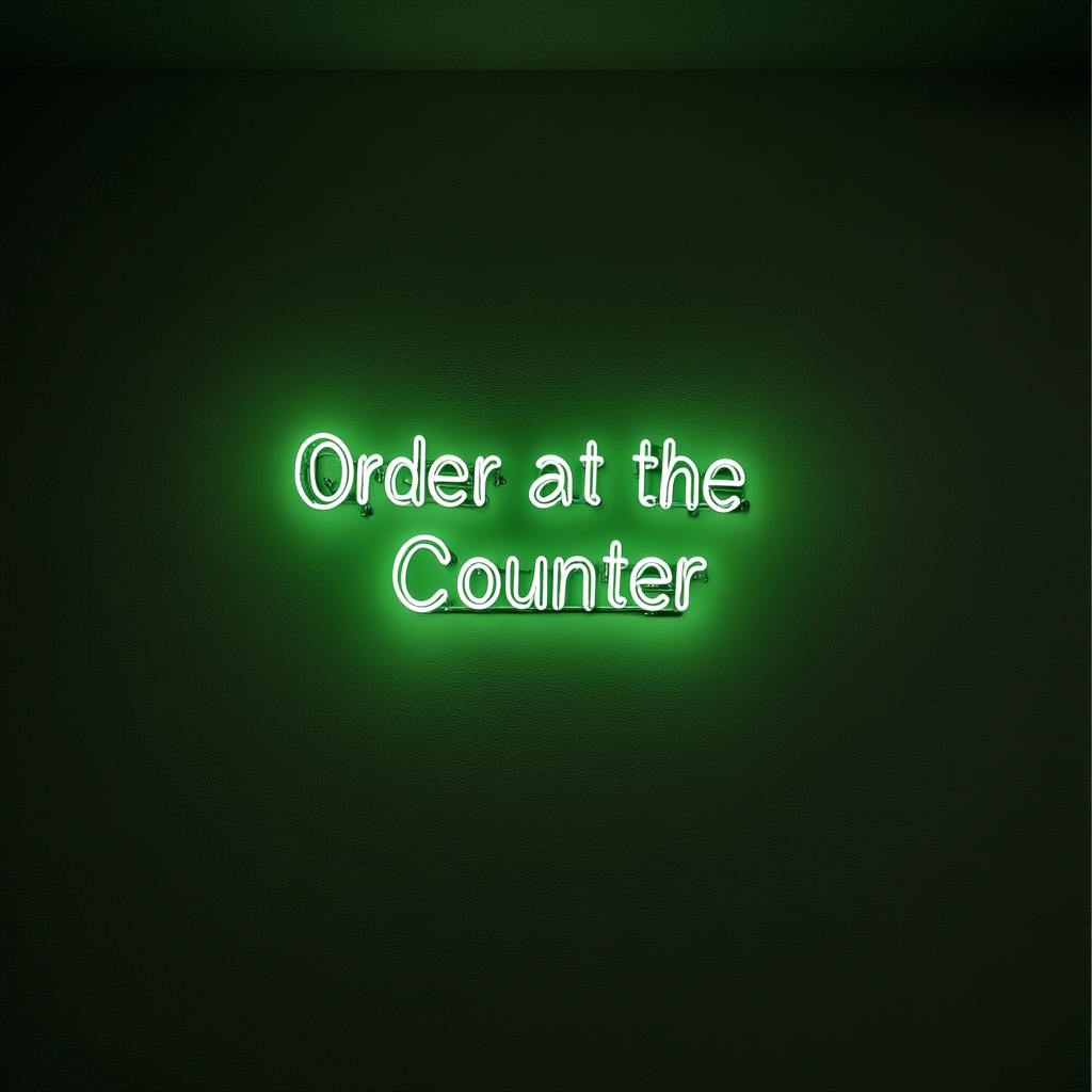 "Order at the Counter" - Green Neon Sign, 24 Inches