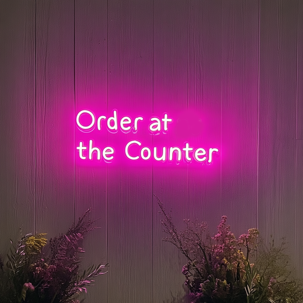 "Order at the Counter" - Pink Neon Sign, 24 Inches