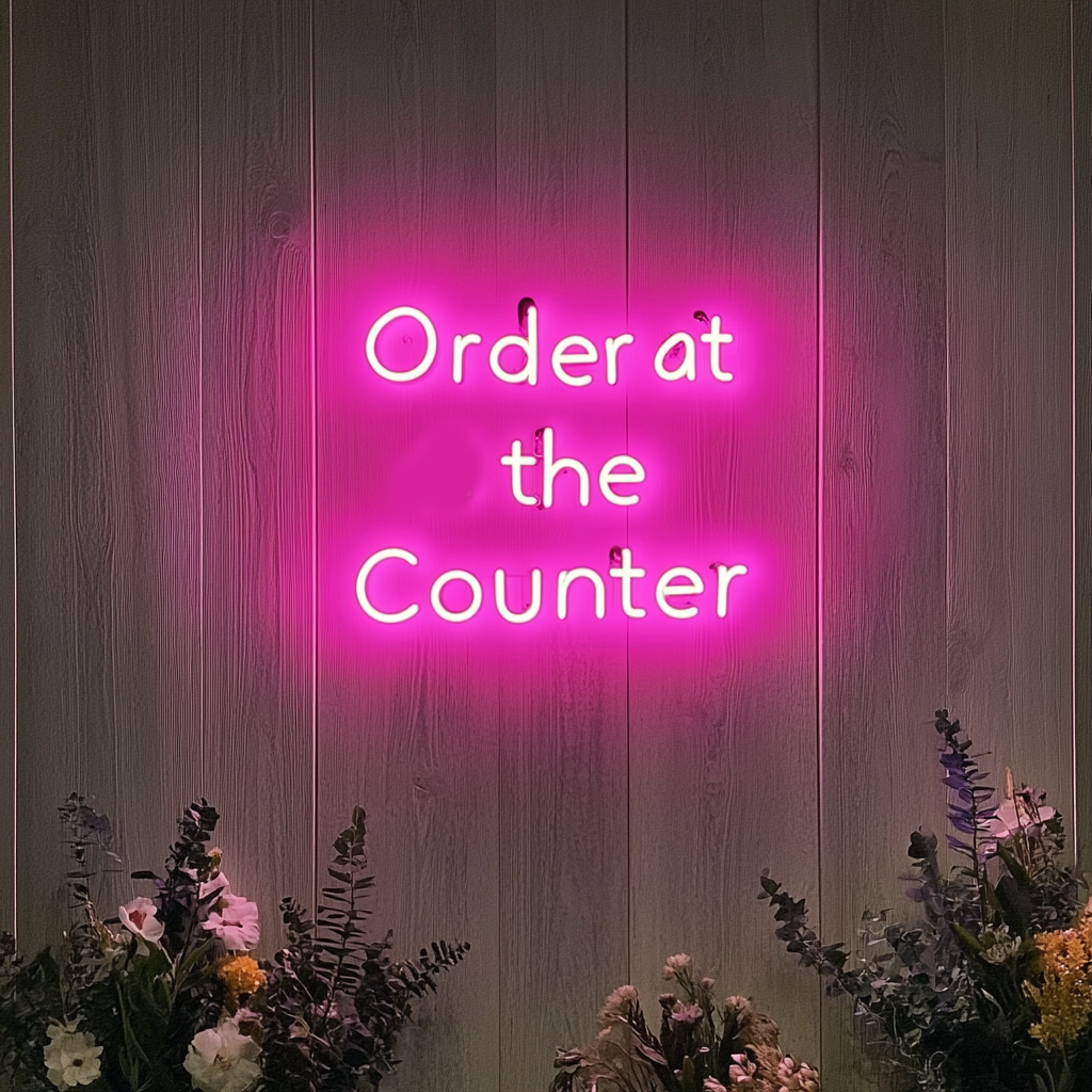 "Order at the Counter" - Pink Neon Sign, 24 Inches
