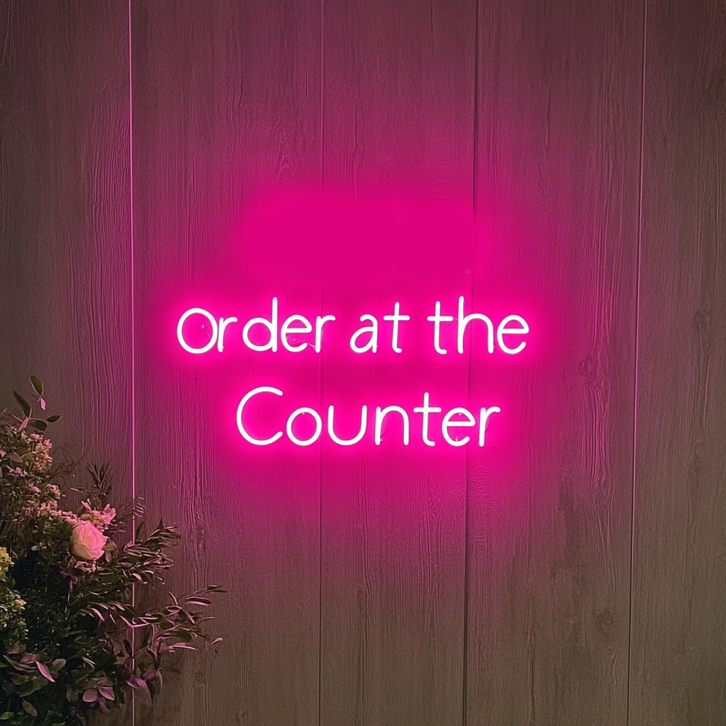 "Order at the Counter" - Pink Neon Sign, 24 Inches