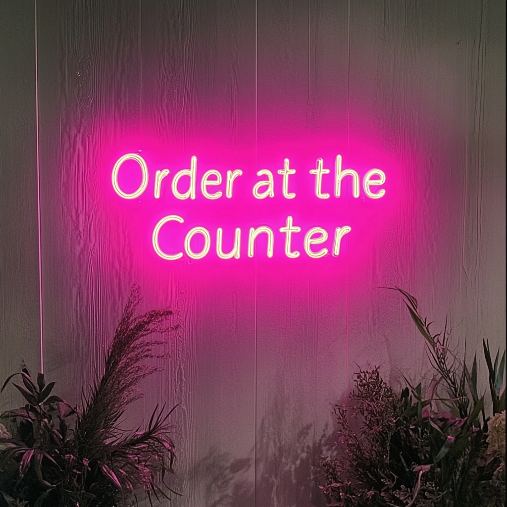 "Order at the Counter" - Pink Neon Sign, 24 Inches