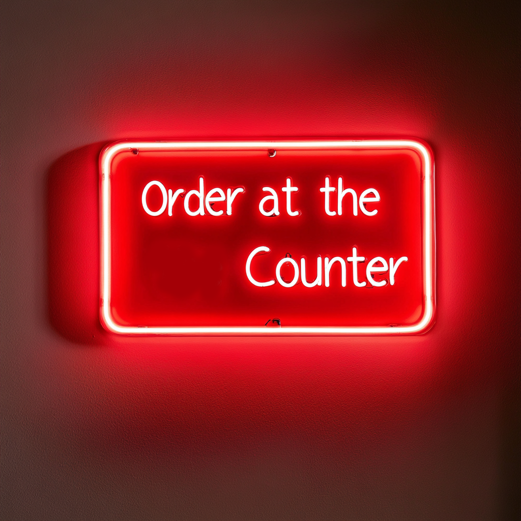 "Order at the Counter" - Red Neon Sign, 24 Inches