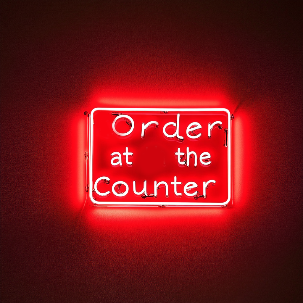 "Order at the Counter" - Red Neon Sign, 24 Inches