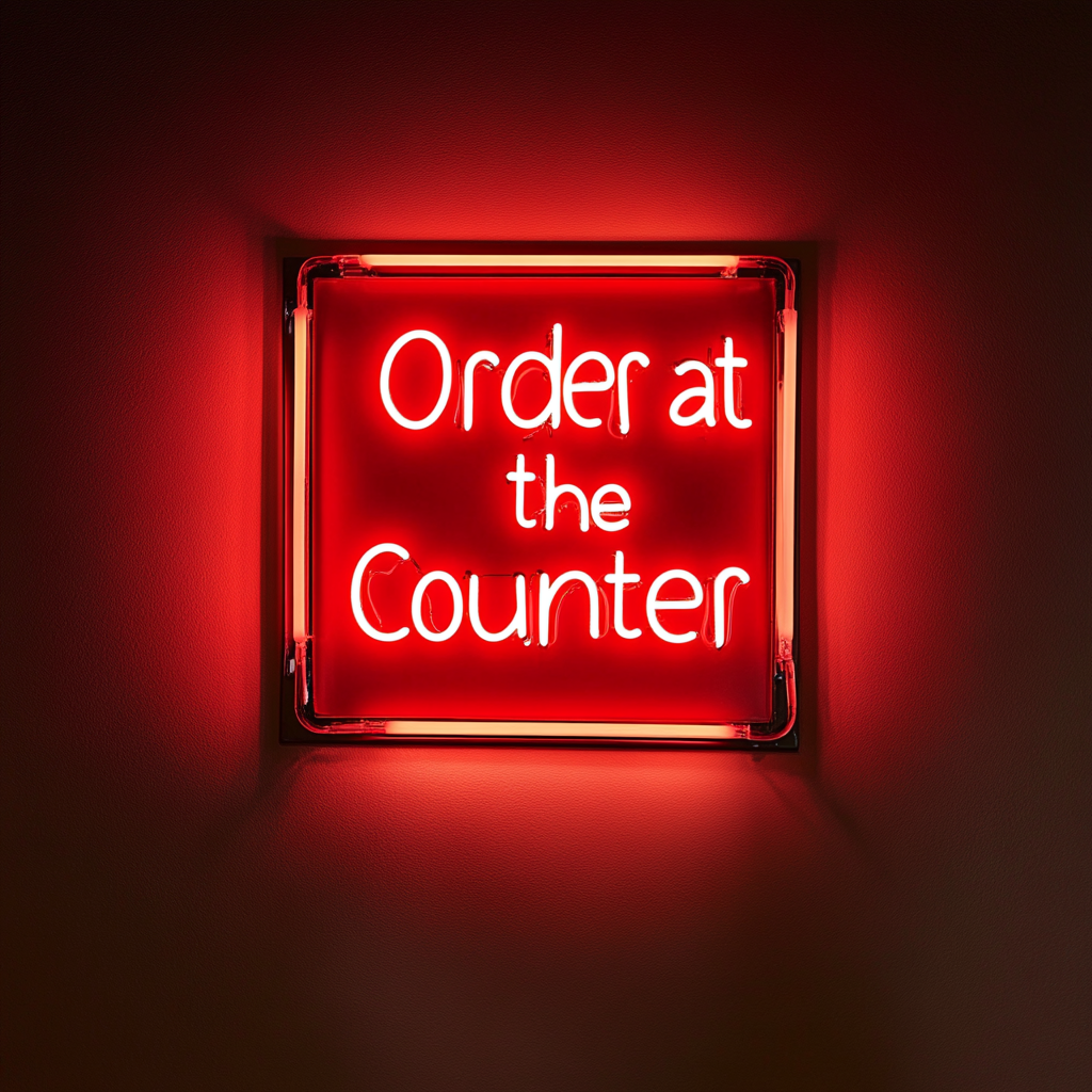 "Order at the Counter" - Red Neon Sign, 24 Inches