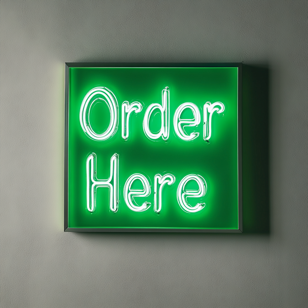 Order Here - Green Neon Sign, 24 Inches