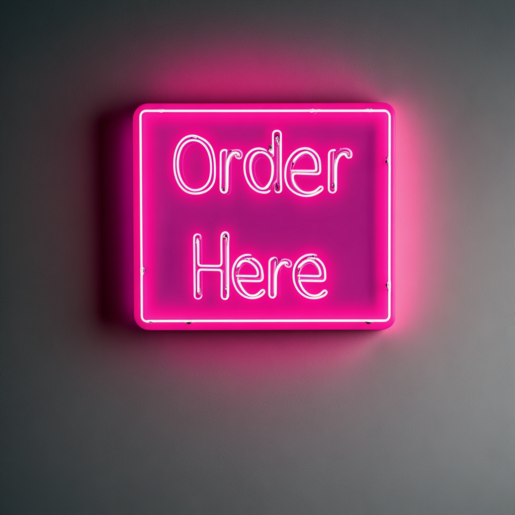 Order Here - Pink Neon Sign, 24 Inches