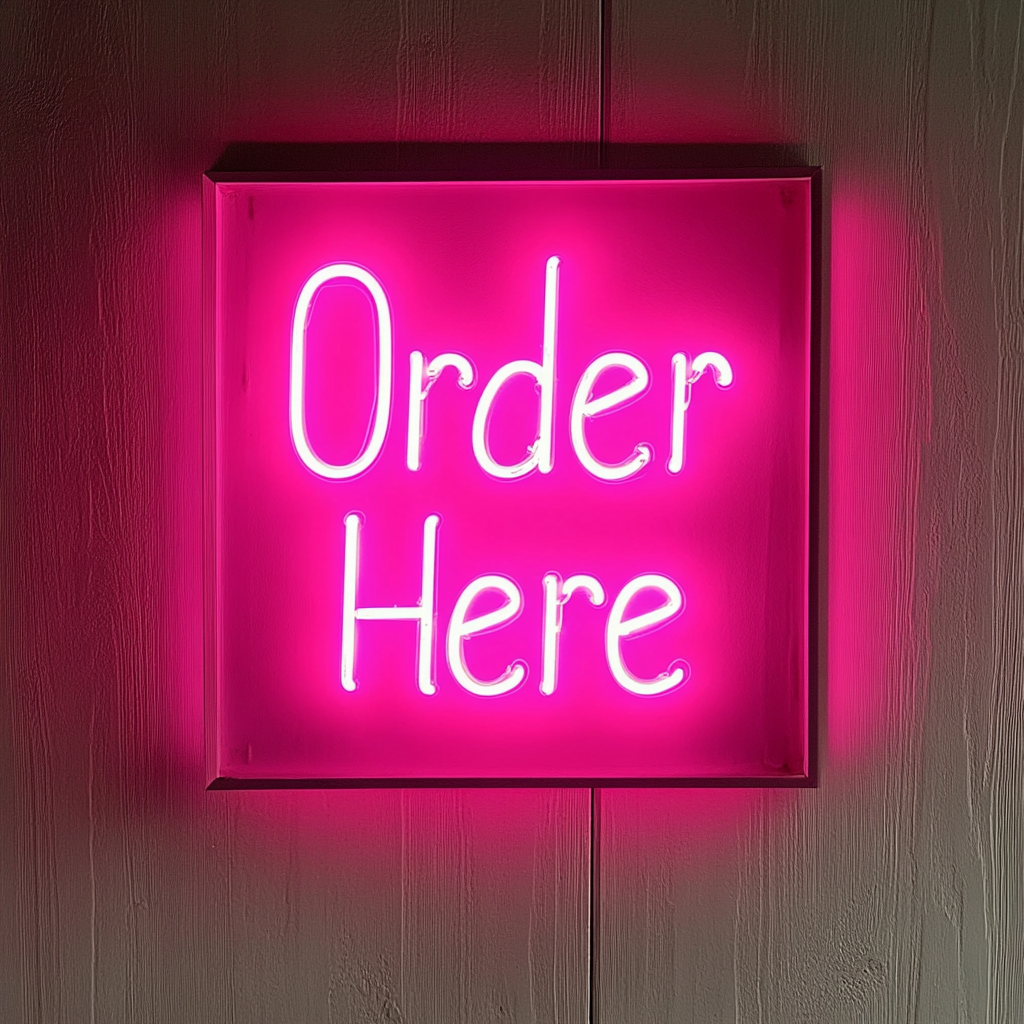 Order Here - Pink Neon Sign, 24 Inches