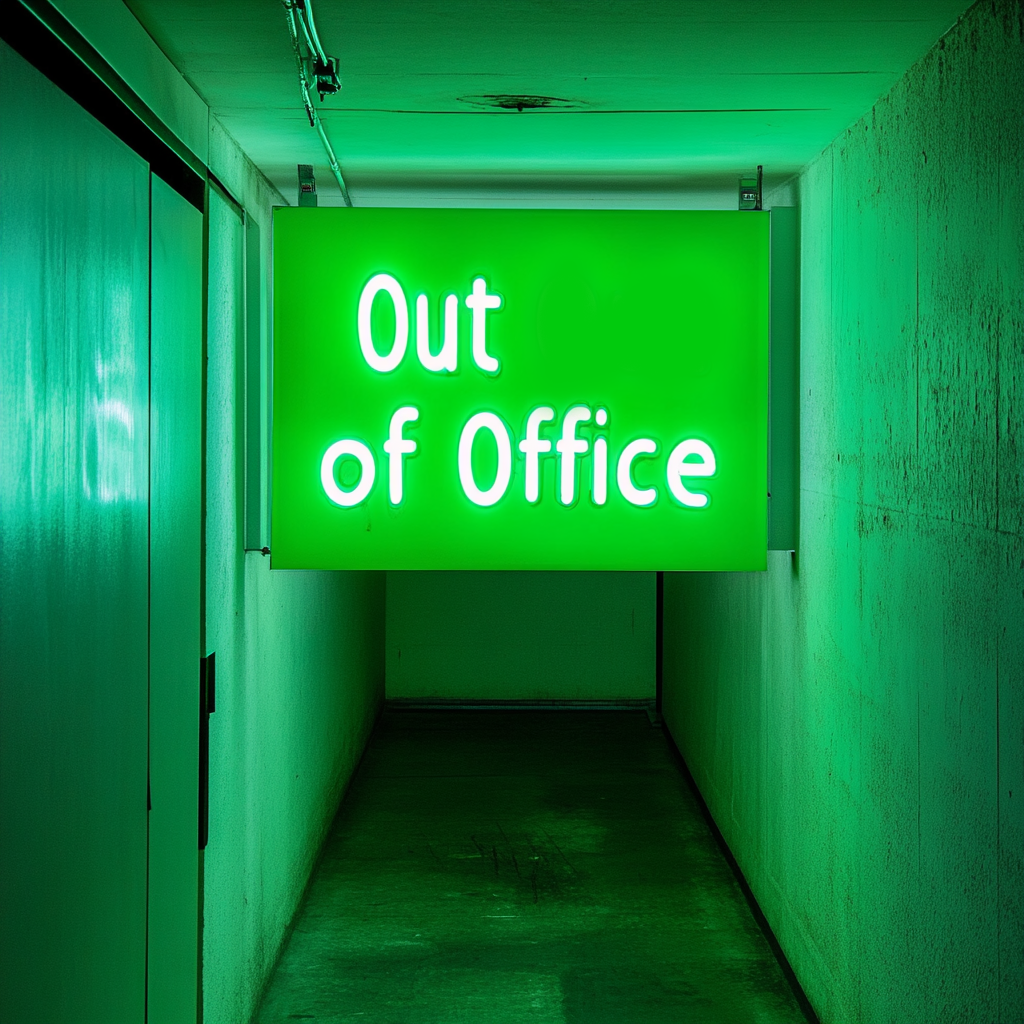 "Out of Office" - Green Neon Sign, 24 Inches