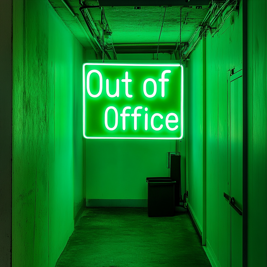 "Out of Office" - Green Neon Sign, 24 Inches