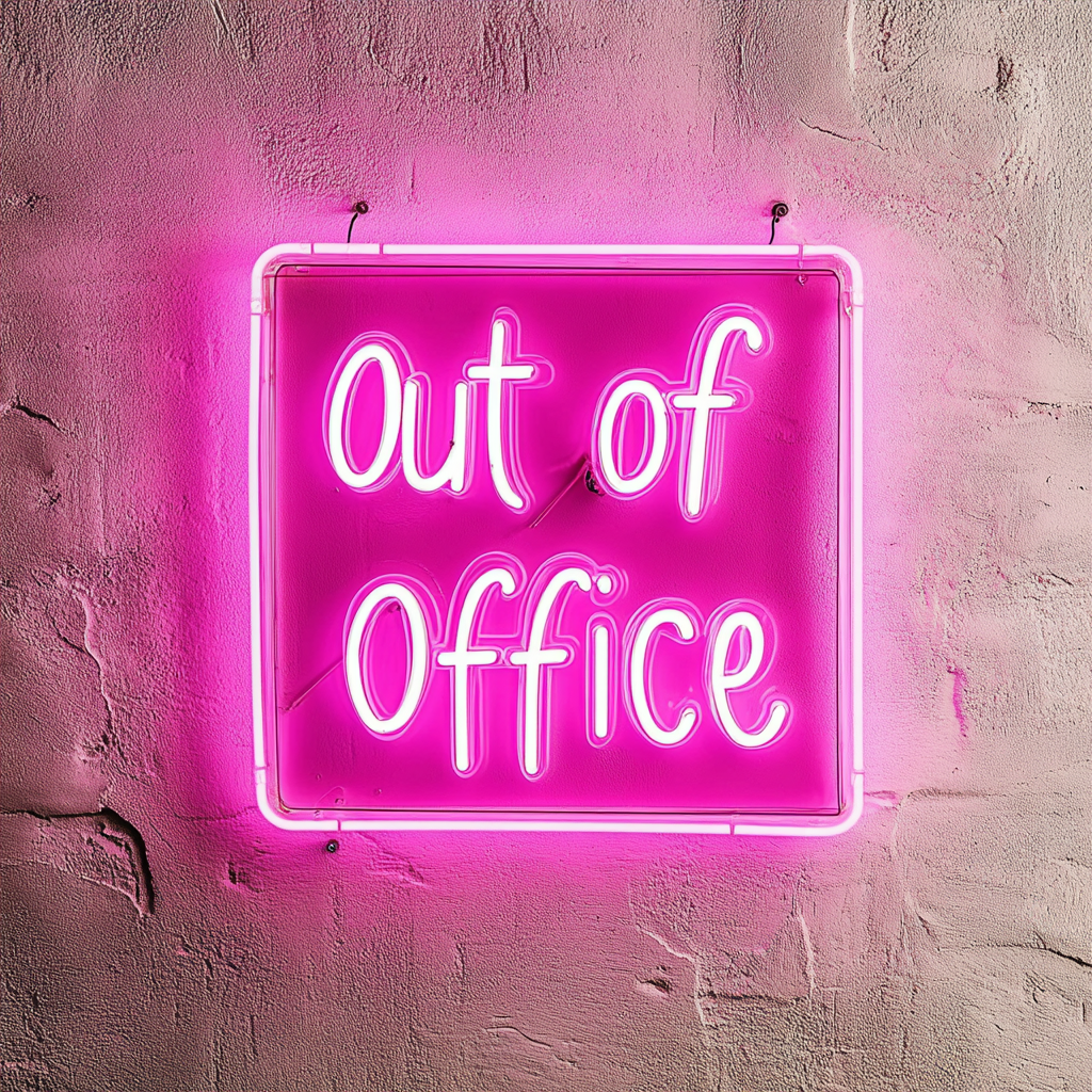 "Out of Office" - Pink Neon Sign, 24 Inches