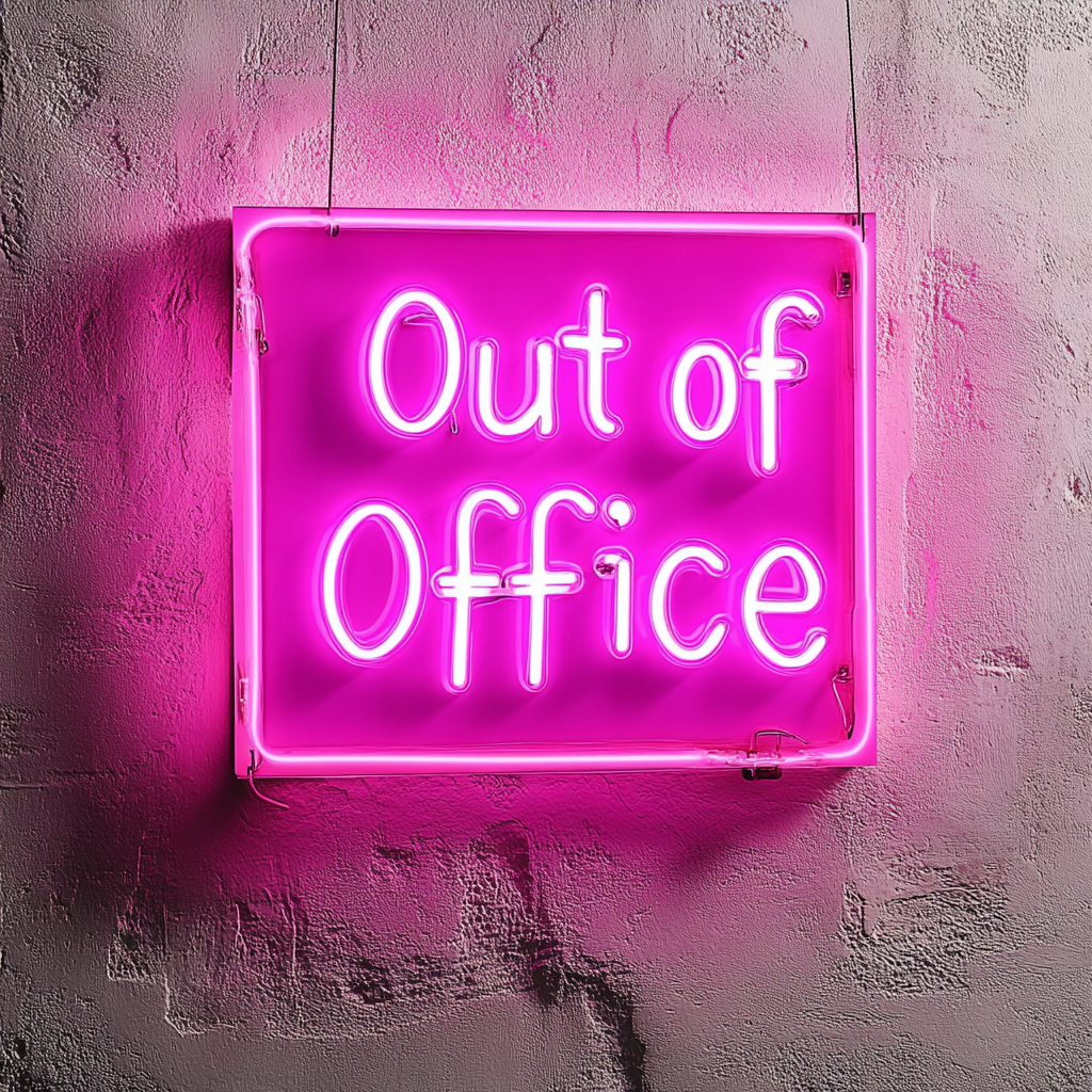 "Out of Office" - Pink Neon Sign, 24 Inches