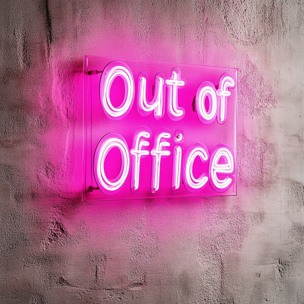 "Out of Office" - Pink Neon Sign, 24 Inches