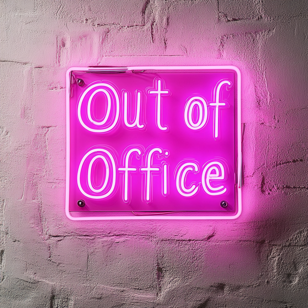 "Out of Office" - Pink Neon Sign, 24 Inches