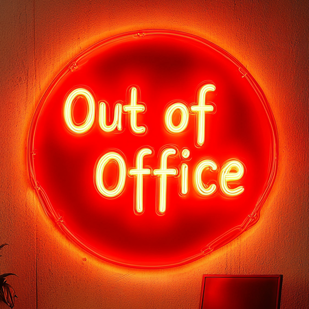 "Out of Office" - Red Neon Sign, 24 Inches