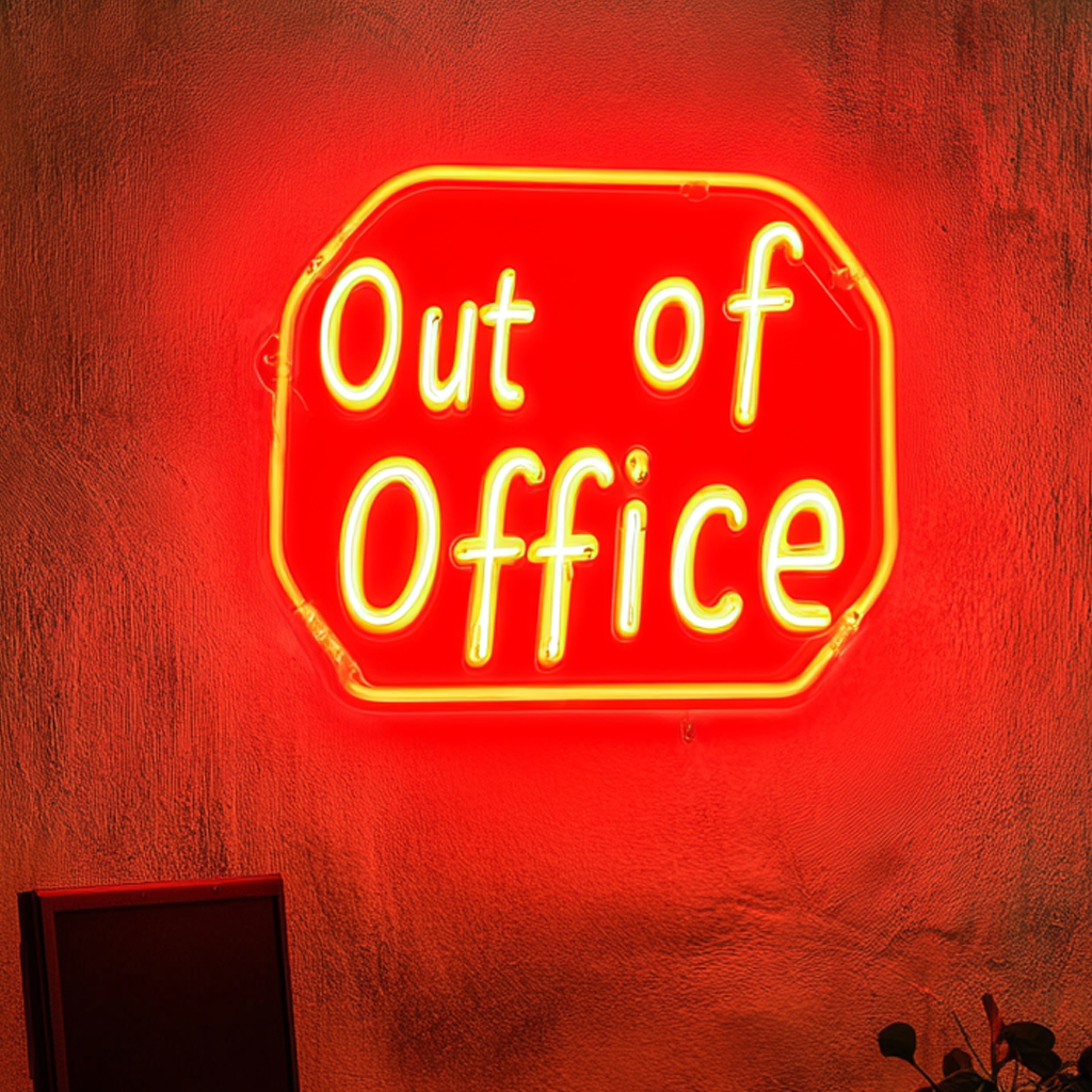 "Out of Office" - Red Neon Sign, 24 Inches