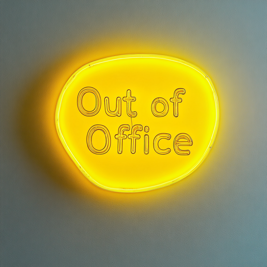 "Out of Office" - Yellow Neon Sign, 24 Inches