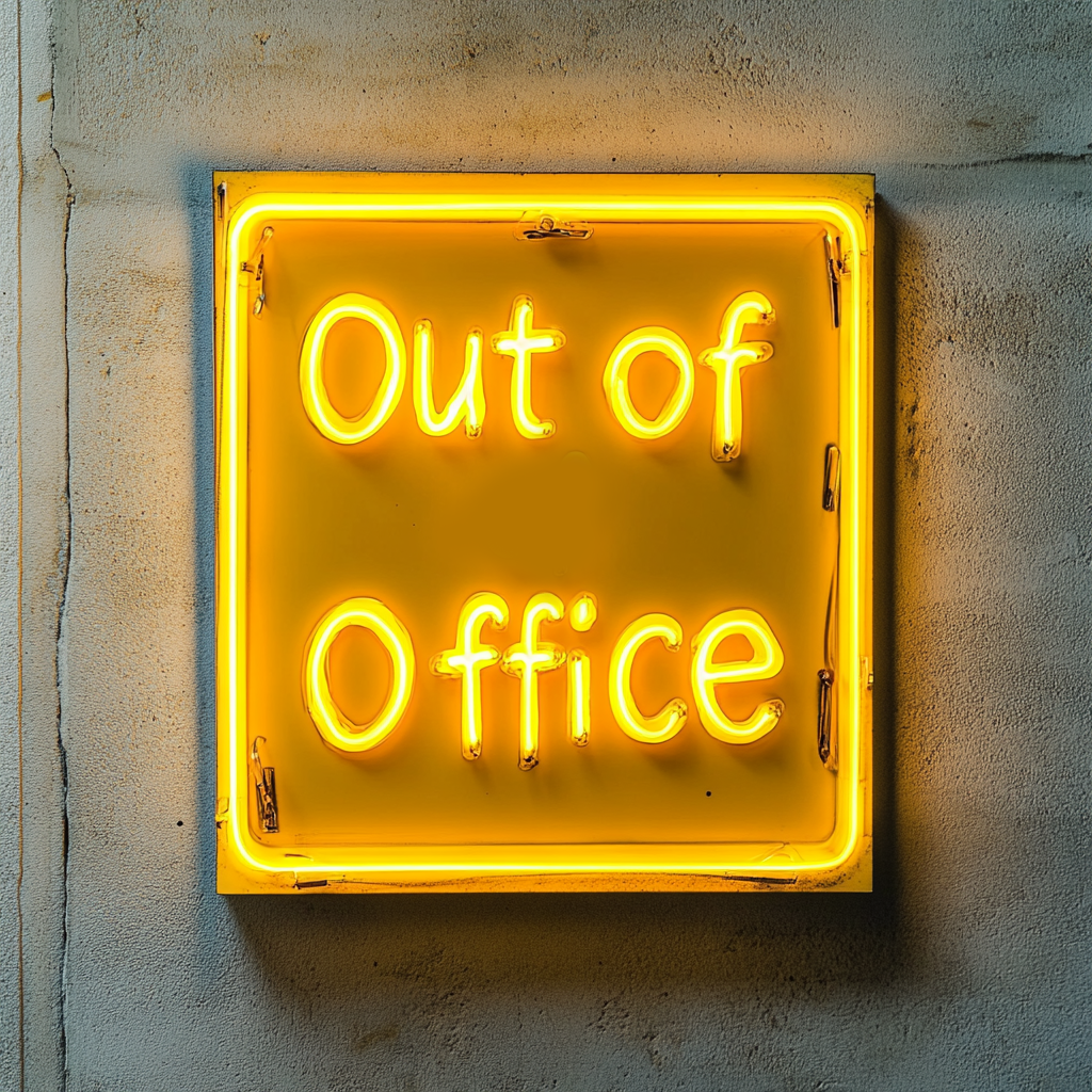 "Out of Office" - Yellow Neon Sign, 24 Inches