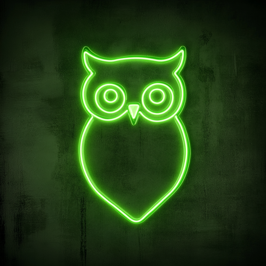 Owl - Green Neon Sign, 18 Inches