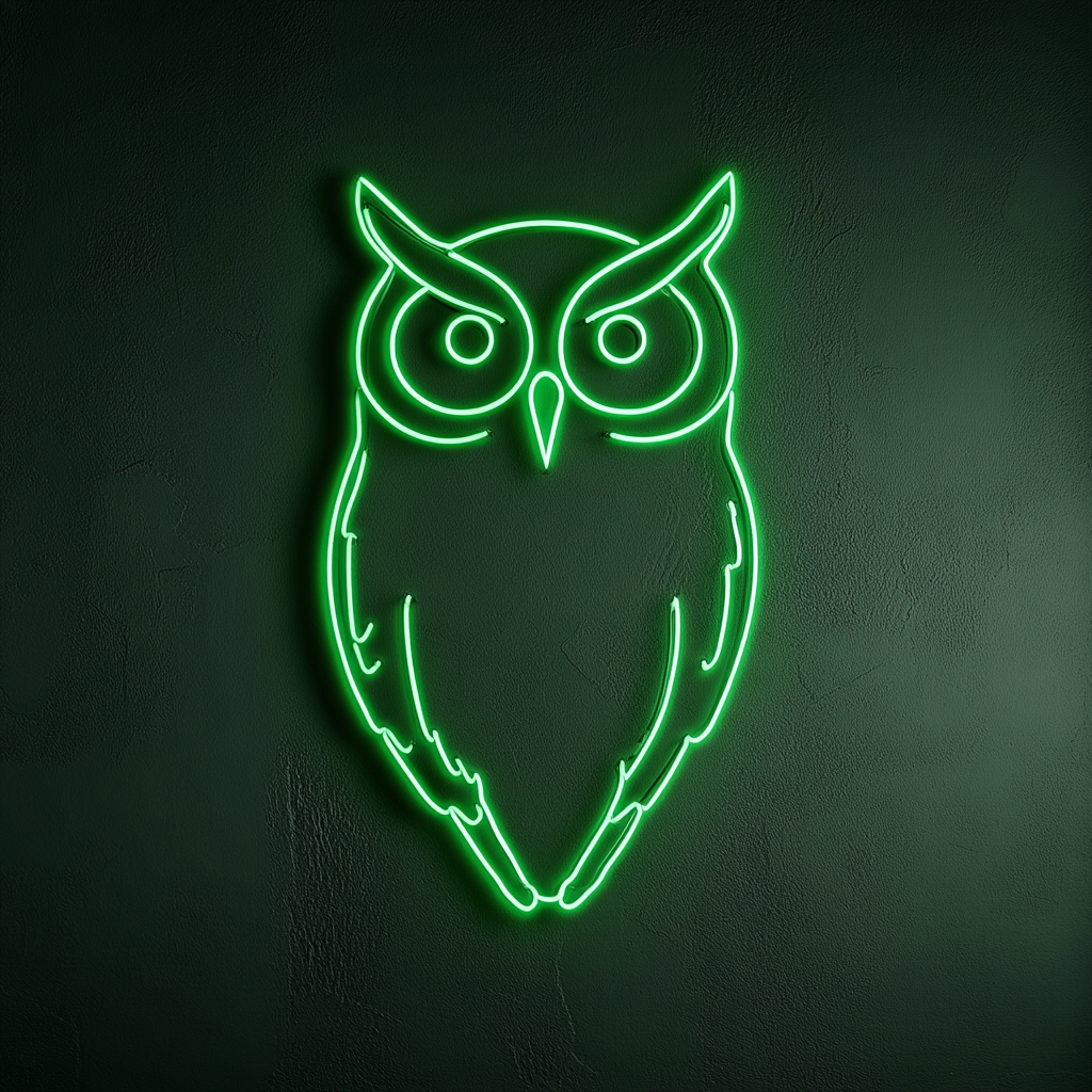 Owl - Green Neon Sign, 18 Inches