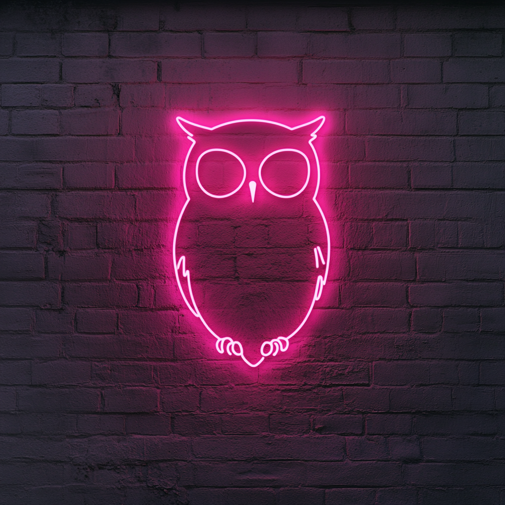 Owl - Pink Neon Sign, 18 Inches
