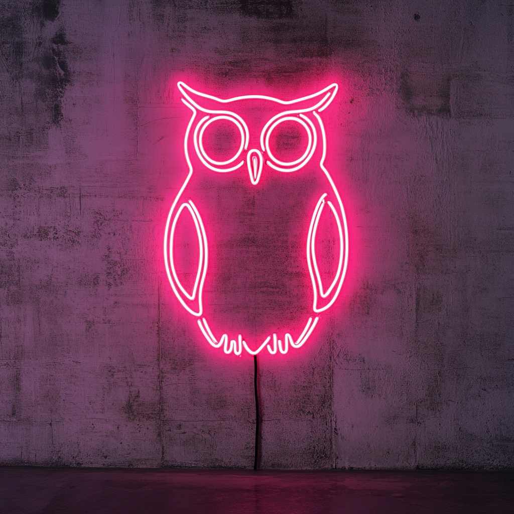Owl - Pink Neon Sign, 18 Inches