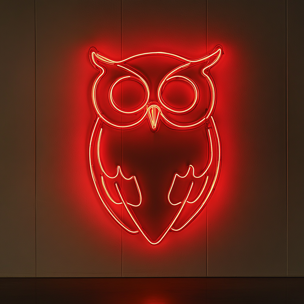 Owl - Red Neon Sign, 18 Inches