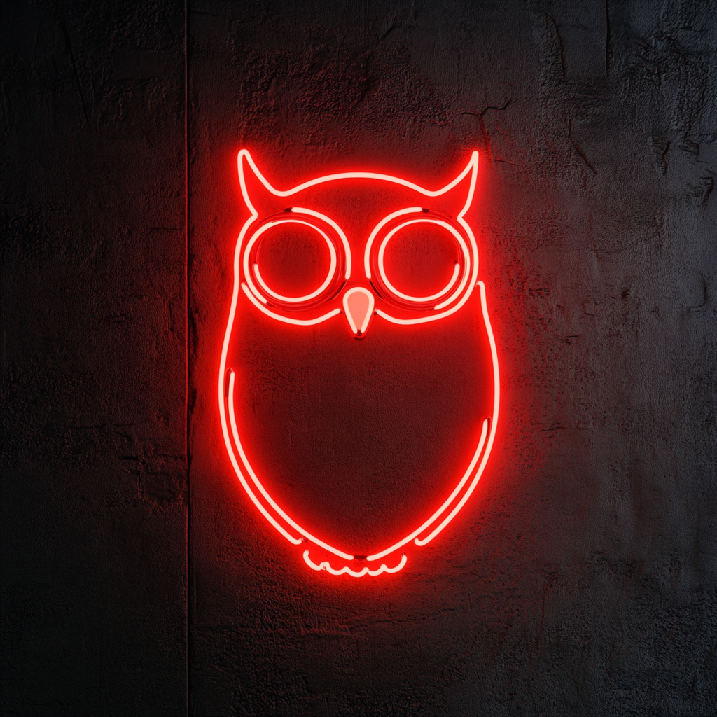 Owl - Red Neon Sign, 18 Inches