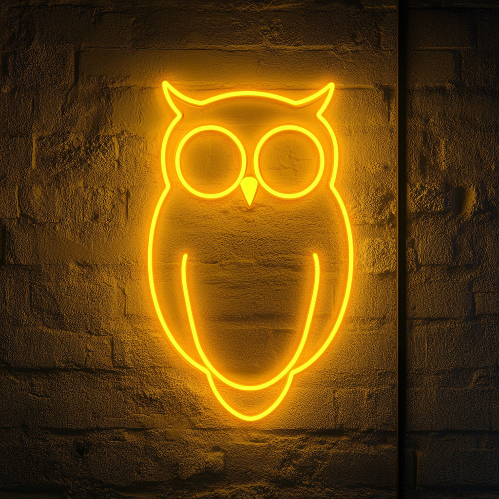Owl - Yellow Neon Sign, 18 Inches