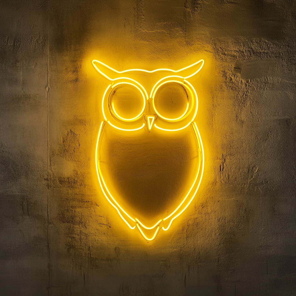 Owl - Yellow Neon Sign, 18 Inches