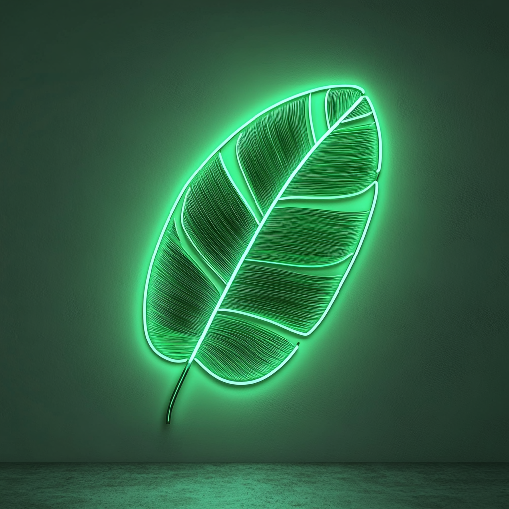 Palm Leaf - Green Neon Sign, 18 Inches